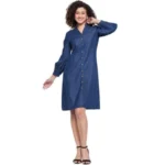 Blue Denim Full Sleeve Dress for Women