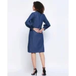 Generic Women's Casual Denim Full sleeve Dress (Blue) - Image 4