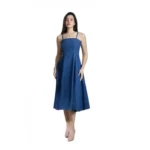 Generic Women's Casual Denim Sleeveless Dress (Blue)