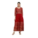 Red Rayon Anarkali Kurti for Women