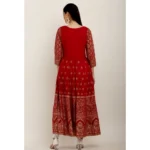 Generic Women's Casual Rayon 3-4th Sleeves Anarkali Kurti (Red) - Image 4