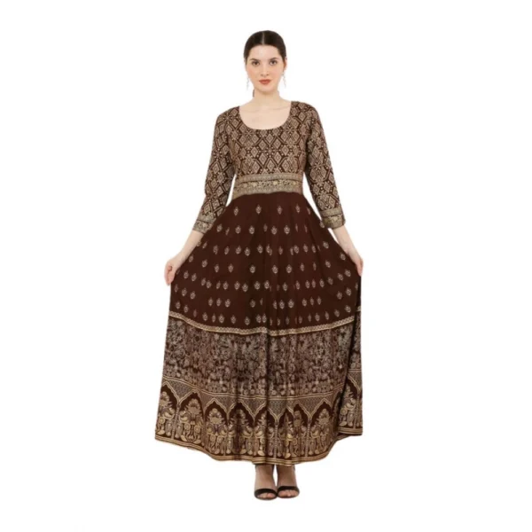 Brown Rayon Anarkali Kurti for Women