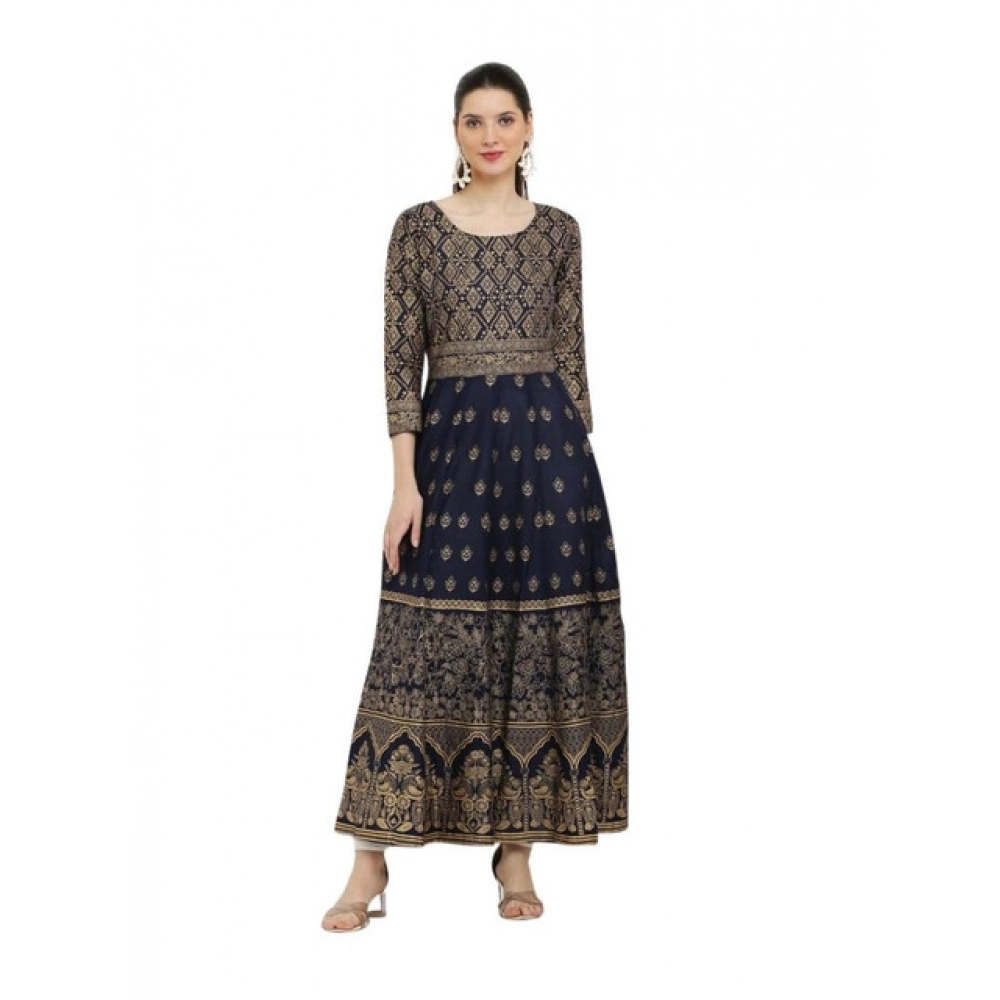 Blue Rayon Anarkali Kurti for Women