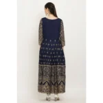 Generic Women's Casual Rayon 3-4th Sleeves Anarkali Kurti (Blue) - Image 3