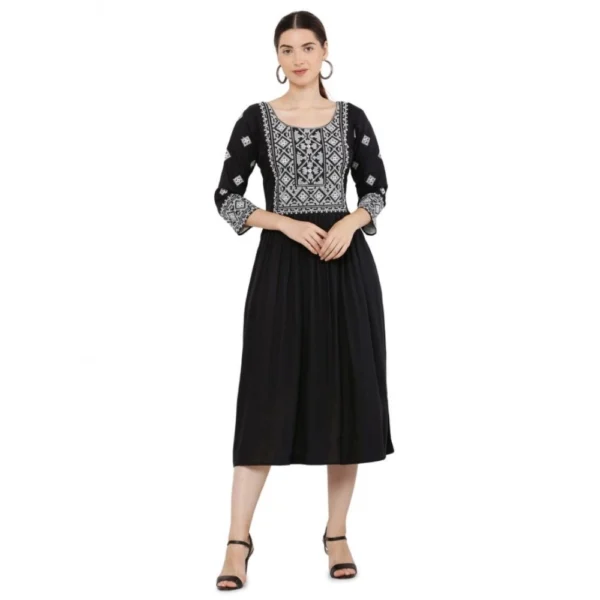 Black Rayon Casual Kurti for Women