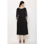Generic Women's Casual Rayon 3-4th Sleeves Kurti (Black) - Image 3