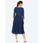 Generic Women's Casual Rayon 3-4th Sleeves Kurti (Blue) - Image 4