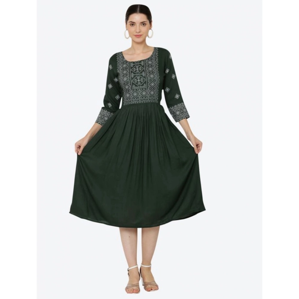Green Rayon Casual Kurti for Women