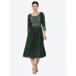 Generic Women's Casual Rayon 3-4th Sleeves Kurti (Green) - Image 3