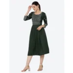 Generic Women's Casual Rayon 3-4th Sleeves Kurti (Green) - Image 5