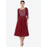 Maroon Rayon Casual Kurti for Women