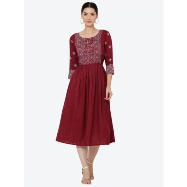 Maroon Rayon Casual Kurti for Women