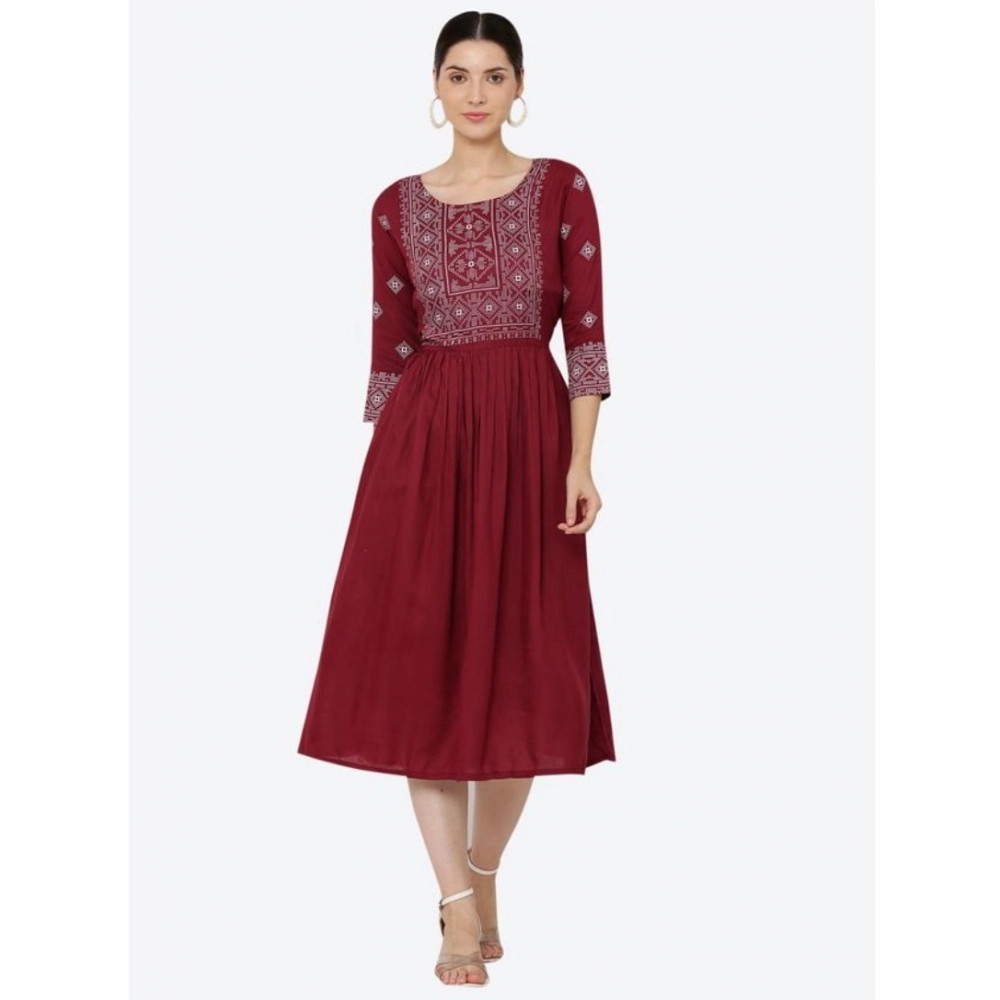 Maroon Rayon Casual Kurti for Women