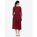 Generic Women's Casual Rayon 3-4th Sleeves Kurti (Maroon) - Image 4