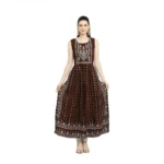 Brown Rayon Sleeveless Kurti for Women