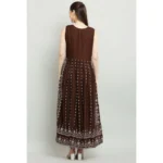 Generic Women's Casual Rayon Sleeveless Kurti (Brown) - Image 3