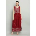 Generic Women's Casual Rayon Sleeveless Kurti (Maroon) - Image 4