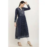 Generic Women's Casual Rayon Full sleeve Kurti (Blue) - Image 4