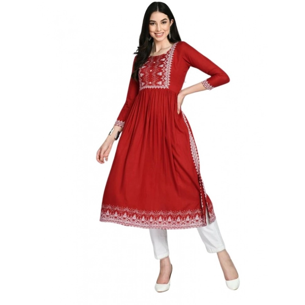 Maroon Rayon Kurti for Women