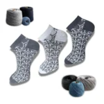 Multicolor 3-pair set of unisex cotton printed low cut socks