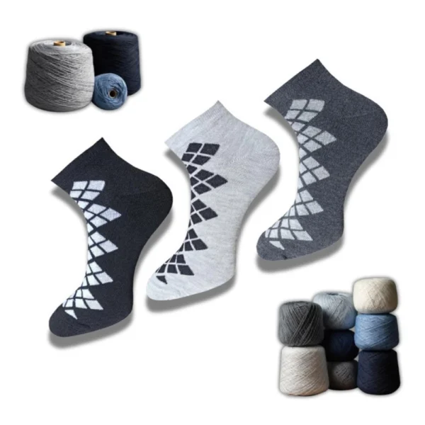 Multicolor 3-pair set of unisex cotton printed low cut socks