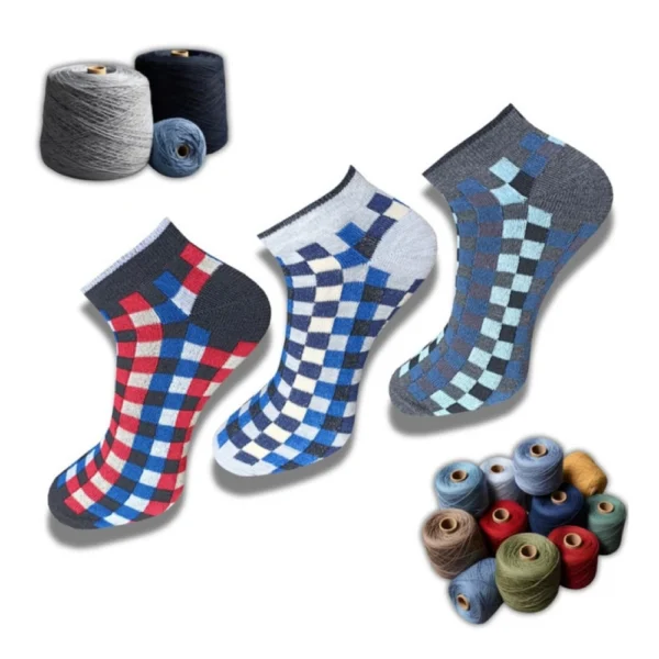 Multicolor 3-pair set of unisex cotton printed low cut socks