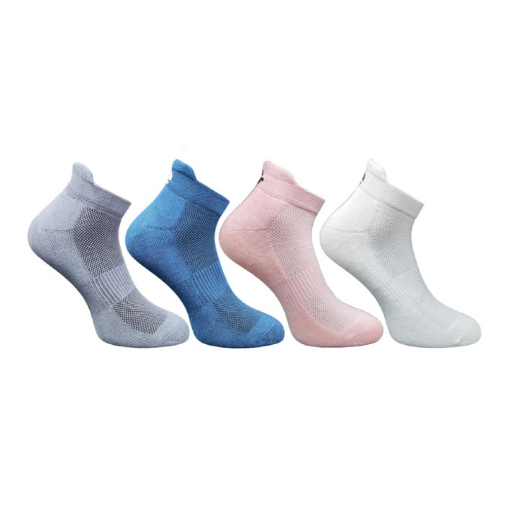 Multicolor 4-Pair Set of Unisex Cotton Printed Ankle Length Socks