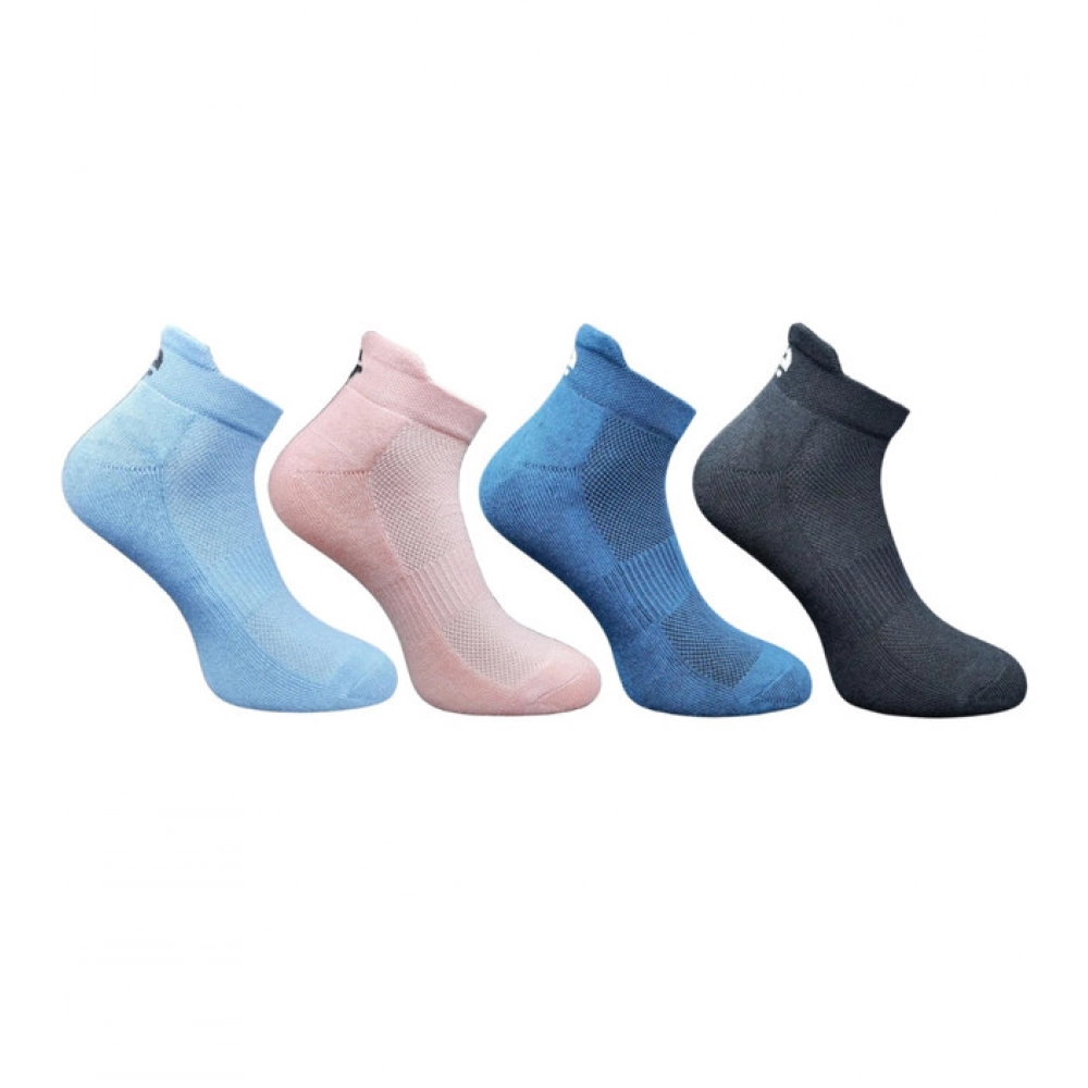 Multicolor 4-Pair Set of Unisex Cotton Printed Ankle Length Socks