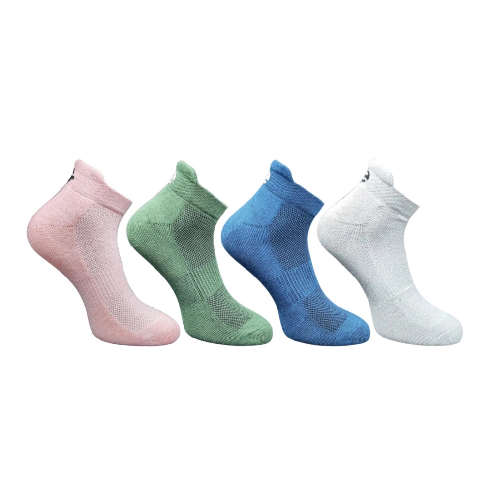 Multicolor 4-Pair Set of Unisex Cotton Printed Ankle Length Socks