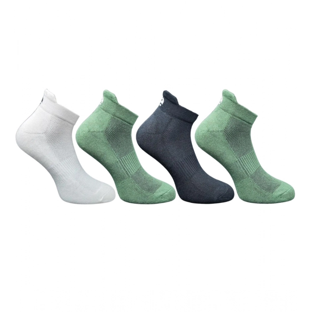 Set of four multicolor unisex cotton printed ankle length socks