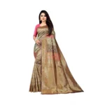Luxurious Gold Soft Lichi Silk Printed Saree for Women