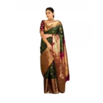 Vibrant Green Soft Lichi Silk Printed Saree for Women
