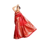 Stunning Red Soft Lichi Silk Printed Saree for Women
