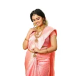 Women's Pink Lichi Silk Printed Saree