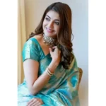 Generic Women's Soft Lichi Silk Printed Saree With Unstitched Blouse 5.5Mtr (Sky Blue) - Image 2