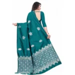 Generic Women's Soft Lichi Silk Printed Saree With Unstitched Blouse 5.5Mtr (Rama) - Image 2