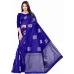 Royal Blue Lichi Silk Printed Saree for Women