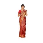 Red Soft Lichi Silk Printed Saree with Unstitched Blouse