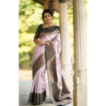 Women's Soft Light Pink Lichi Silk Printed Saree