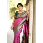 Women's Soft Pink Lichi Silk Printed Saree