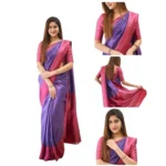 Purple Lichi Silk Printed Saree for Women