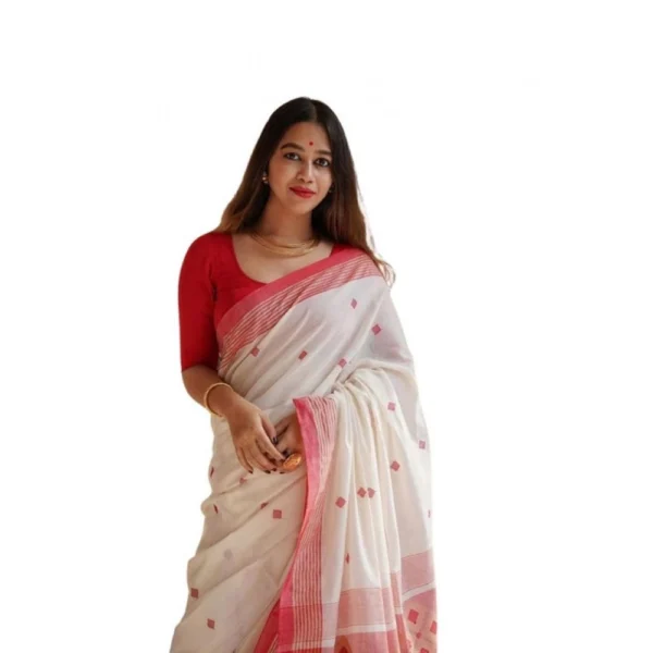 White Lilan Printed Saree for Women