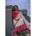 Generic Women's Soft Lilan Printed Saree With Unstitched Blouse 5.5Mtr (White) - Image 2