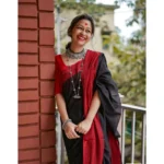 Generic Women's Soft Lilan Printed Saree With Unstitched Blouse 5.5Mtr (Black) - Image 2