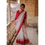 White Lilan Printed Saree for Women