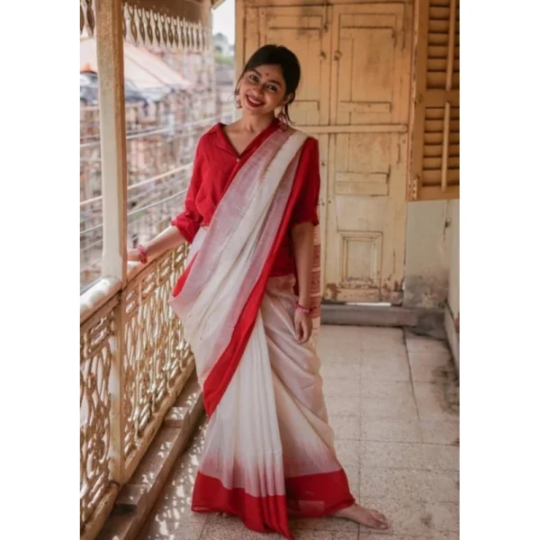 White Lilan Printed Saree for Women