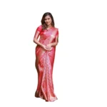 Pink Soft Lichi Silk Printed Saree for Women