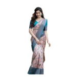 Multicolor Soft Lichi Silk Printed Saree for Women