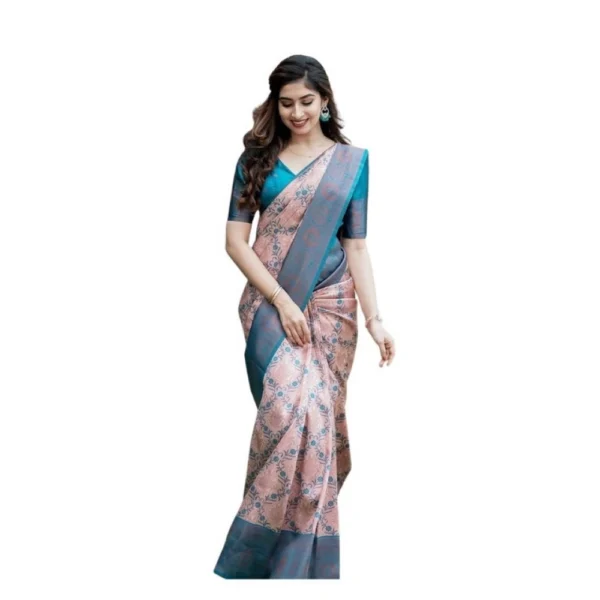 Multicolor Soft Lichi Silk Printed Saree for Women