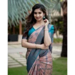 Generic Women's Soft Lichi Silk Printed Saree With Unstitched Blouse 5.5Mtr (Multicolor) - Image 2